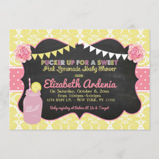 Mason Jar Sweet Lemonade Baby shower Uitnodiging