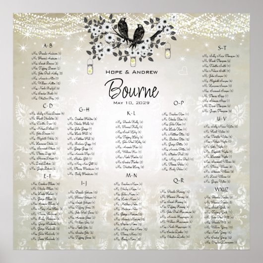  Mason Jar Tortelduifjes Zitgrafiek Poster (Voorkant)