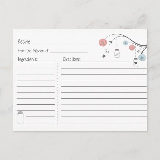 Mason Jar Tree Recipe Card Uitnodiging Briefkaart (Voorkant)