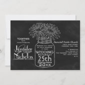Mason Jar Typografie Chalkboard bruiloft Kaart (Voorkant)