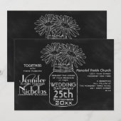 Mason Jar Typografie Chalkboard bruiloft Kaart (Voorkant / Achterkant)