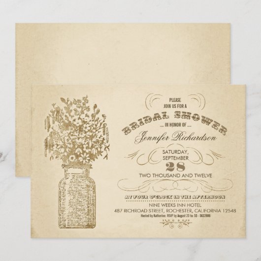  Mason Jar Typografisch vrijgezellenfeest Uitnodig Kaart (Voorkant / Achterkant)