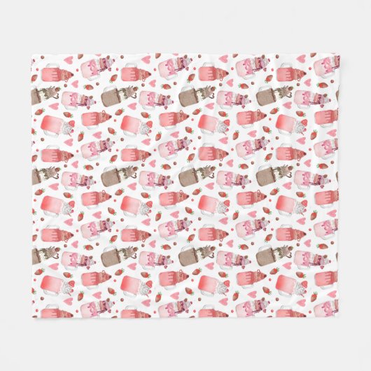 Mason Jar Valentijn Milkshakes Fleece Deken (Voorkant (Horizontaal))