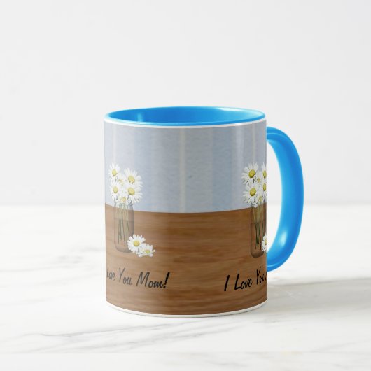 Mason Jar van Daisies Moederdag Mok (Voorkant rechts)