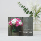 Mason Jar van Rozen & Barnwood Bewaar de datum Aankondigingskaart (Staand voorkant)