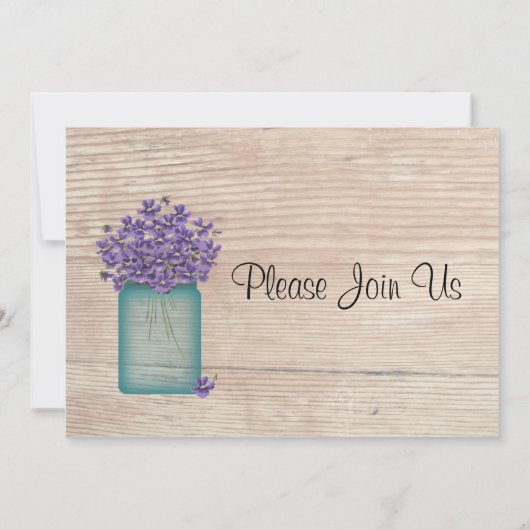 Mason Jar van Violets bruiloft uitnodiging (Achterkant)