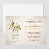 Mason Jar Victoriaans Bloem Repetitie Diner Uitnod Kaart (Voorkant / Achterkant)