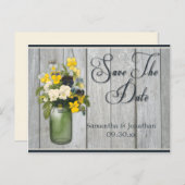 Mason Jar Violas Pansies Schuur Hout Bewaar de dat Aankondigingskaart (Voorkant / Achterkant)