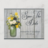 Mason Jar Violas Pansies Schuur Hout Bewaar de dat Aankondigingskaart (Voorkant)