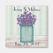 Mason Jar Violets Wedding Favor Magnet (Voorkant)