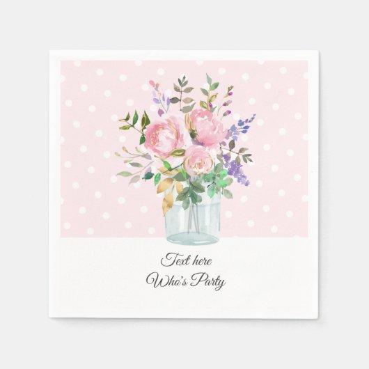 mason jar, volwassen verjaardag, bruiloft, floral servet (Voorkant)