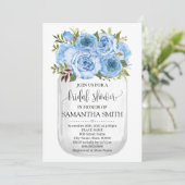 Mason jar vrijgezellenfeest blue floral country ch kaart (Staand voorkant)