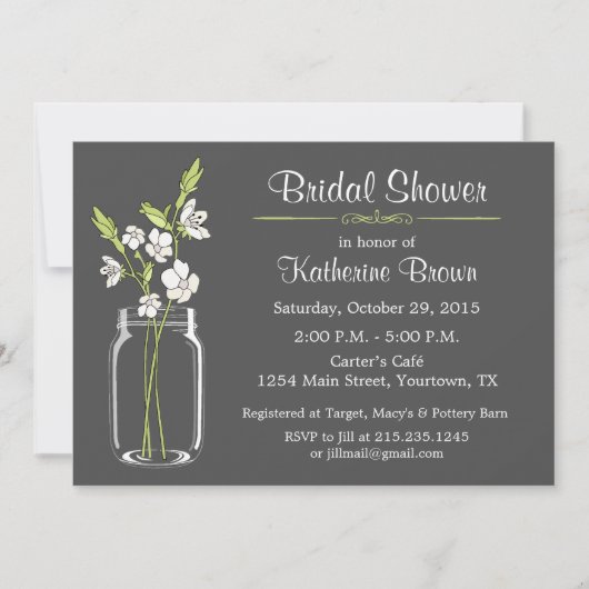 Mason Jar Vrijgezellenfeest Party Invitation Kaart (Voorkant)