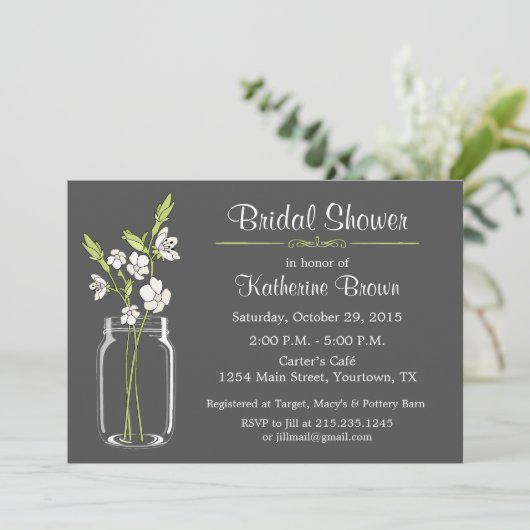 Mason Jar Vrijgezellenfeest Party Invitation Kaart (Staand voorkant)