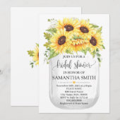 Mason jar vrijgezellenfeest sunflower country chic kaart (Voorkant / Achterkant)