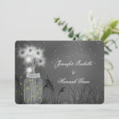 Mason Jar, vuurvliegjes, krijtbord, bruiloft uitno Kaart (Staand voorkant)