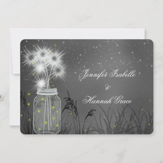 Mason Jar, vuurvliegjes, krijtbord, bruiloft uitno Kaart (Voorkant)