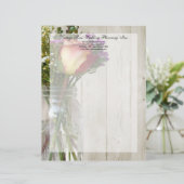Mason Jar w/Roos en wilde bloemen Custom Briefhoofd (Staand voorkant)