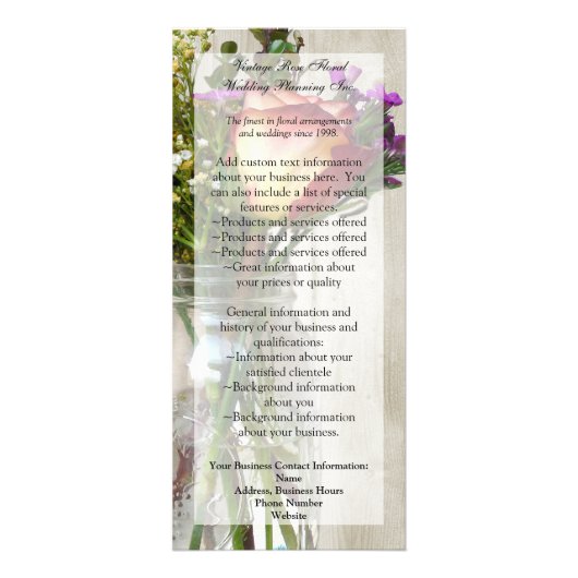 Mason Jar w/Roos en wilde bloemen Reclamekaart (Voorkant)