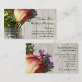 Mason Jar w/Roos en wilde bloemen Visitekaartje (Voorkant / Achterkant)