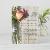 Mason Jar w / Roos Fotografische huwelijksceremoni Kaart (Staand voorkant)