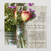 Mason Jar w / Roos Fotografische huwelijksceremoni Kaart (Voorkant / Achterkant)