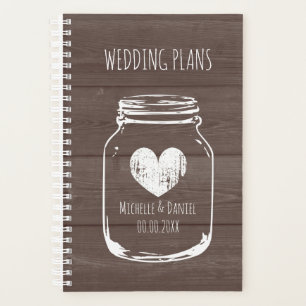 Mason-jar-wandelhout achtergrond bruiloft Planner