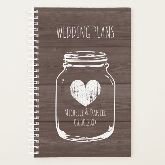 Mason-jar-wandelhout achtergrond bruiloft Planner (Voorkant)