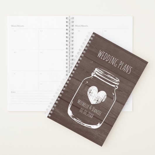 Mason-jar-wandelhout achtergrond bruiloft Planner (Display)
