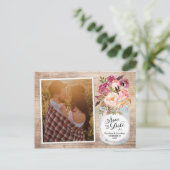 Mason Jar Waterverf Flowers Foto Opslaan van de Da Aankondigingskaart (Staand voorkant)