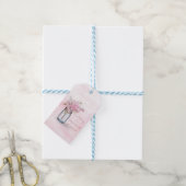 MASON JAR WATERVERF PINK SWEET PEAS CADEAULABEL (Met Touw)