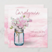 MASON JAR WATERVERF PINK SWEET PEAS KAART (Voorkant / Achterkant)