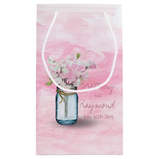 MASON JAR WATERVERF PINK SWEET PEAS KLEIN CADEAUZAKJE (Achterkant)