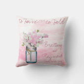 MASON JAR WATERVERF PINK SWEET PEAS KUSSEN (Achterkant)