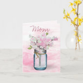 MASON JAR WATERVERF PINK SWEET PEAS Moederdag Kaart (Gele Bloem)