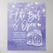 Mason Jar Wedding Bar is Open Menu Drink Poster (Voorkant)