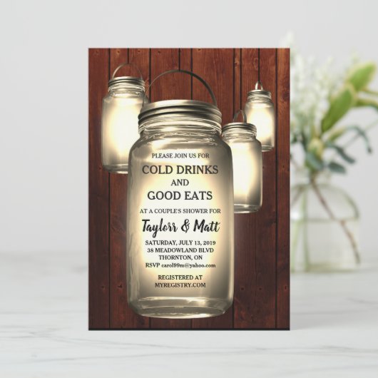 Mason Jar Wedding Couple's Shower Invitation #2 Kaart (Staand voorkant)