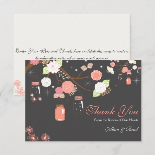 Mason Jar Wedding Hartelijk dank Bedankkaart (Voorkant / Achterkant)