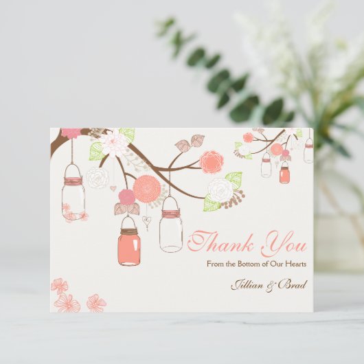 Mason Jar Wedding Hartelijk dank Bedankkaart (Staand voorkant)