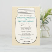 Mason Jar Wedding Invitation - Blauwgroen Kaart (Staand voorkant)