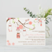 Mason Jar Wedding Invitation - Koraal, Limoen, wit Kaart (Staand voorkant)