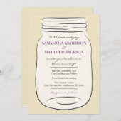 Mason Jar Wedding Invitation - Paars Kaart (Voorkant / Achterkant)
