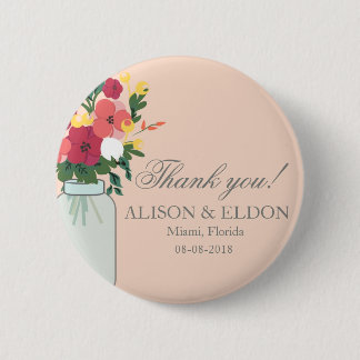 Mason Jar Wedding Invitation - Pastel Abriot Ronde Button 5,7 Cm