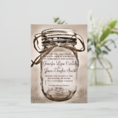 Mason Jar Wedding Invitation with Verloving Foto Kaart (Staand voorkant)