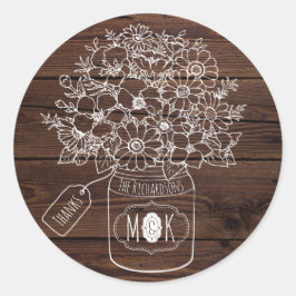 Mason Jar Wedding Jubileum Wildbloemen Rustic Ronde Sticker