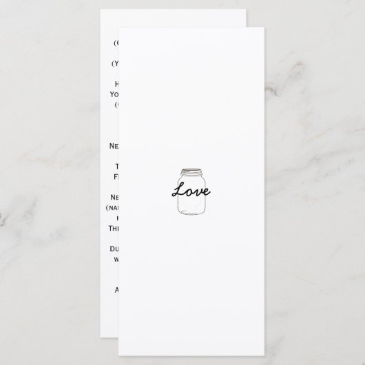 Mason Jar Wedding Program Programmakaart (Voorkant / Achterkant)