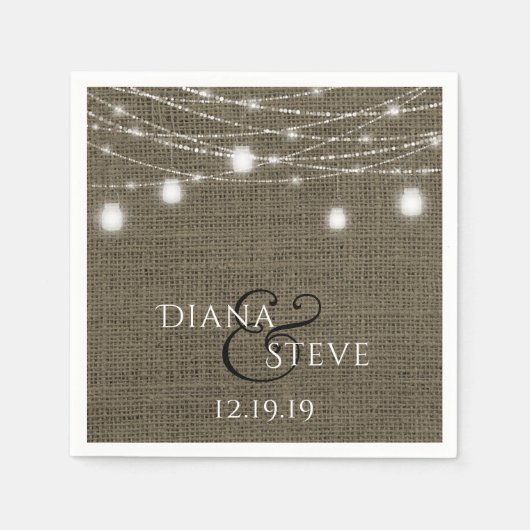 Mason Jar Wedding Rustic Country Burlap Servetten (Voorkant)