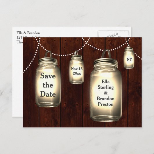 Mason Jar Wedding Save the Date Aankondigingskaart (Voorkant / Achterkant)