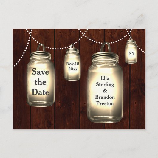Mason Jar Wedding Save the Date Aankondigingskaart (Voorkant)
