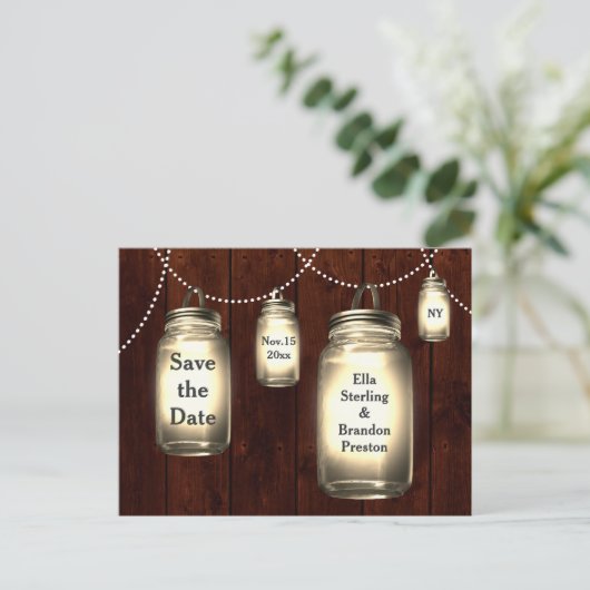 Mason Jar Wedding Save the Date Aankondigingskaart (Staand voorkant)